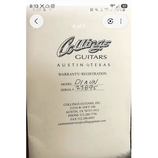 Collings D1A ADIRONDACK VN Brazilian headstock overlay image 3