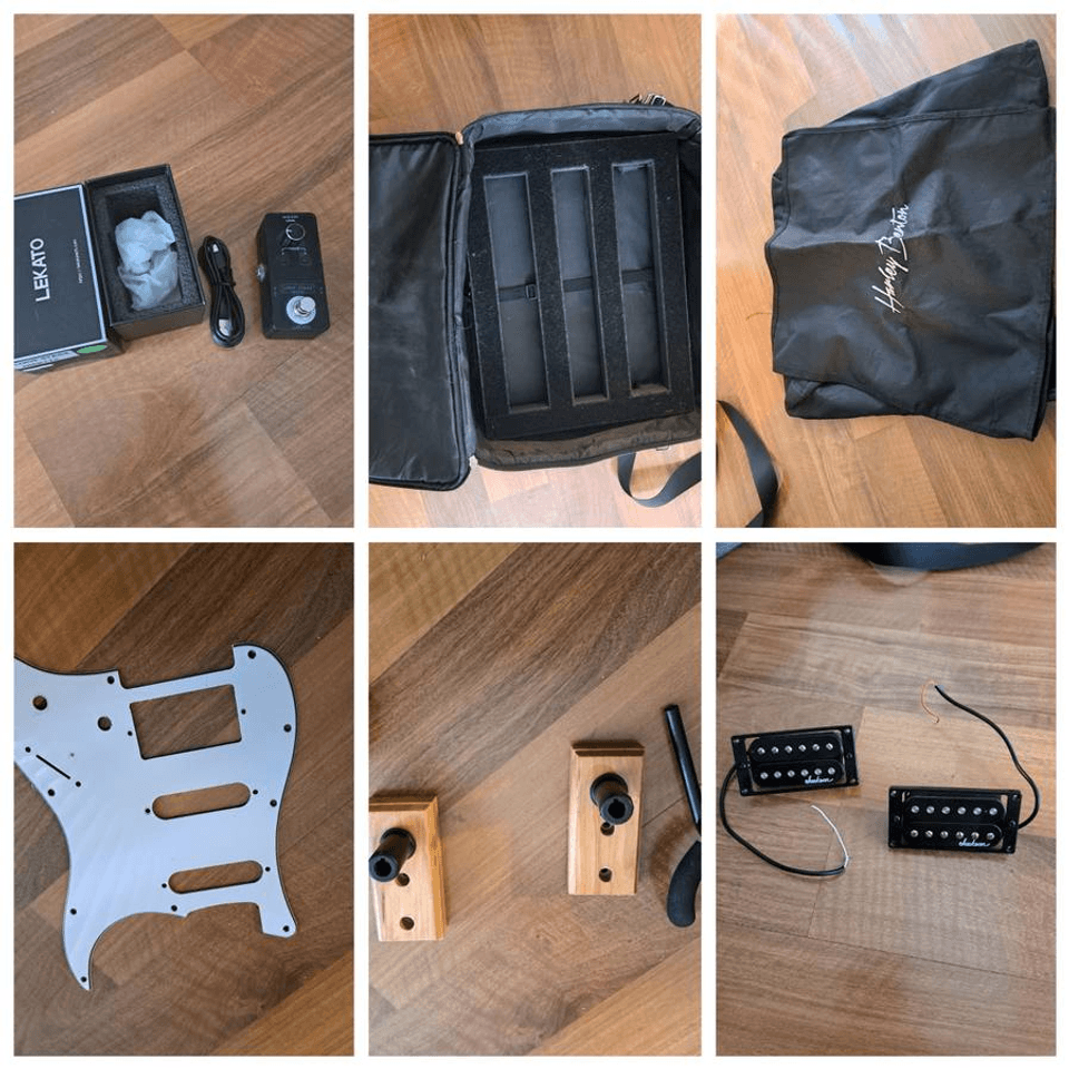 Guitar Gear: Pedal Board, Pedal, Scratch Plate, Hangers and more