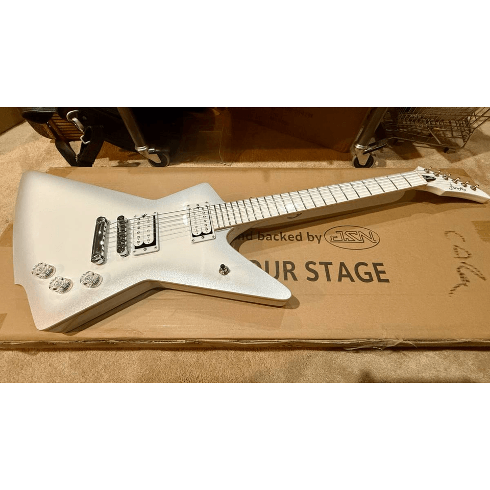 NEW FireFly Brendon Small Snow Horse Metallic White Explorer 6 String Electric Guitar! Trade?