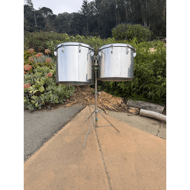 Stainless Ludwig concert tom drums with stand