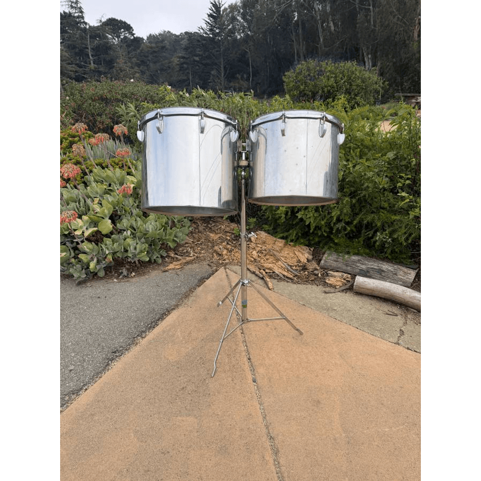 Stainless Ludwig concert tom drums with stand