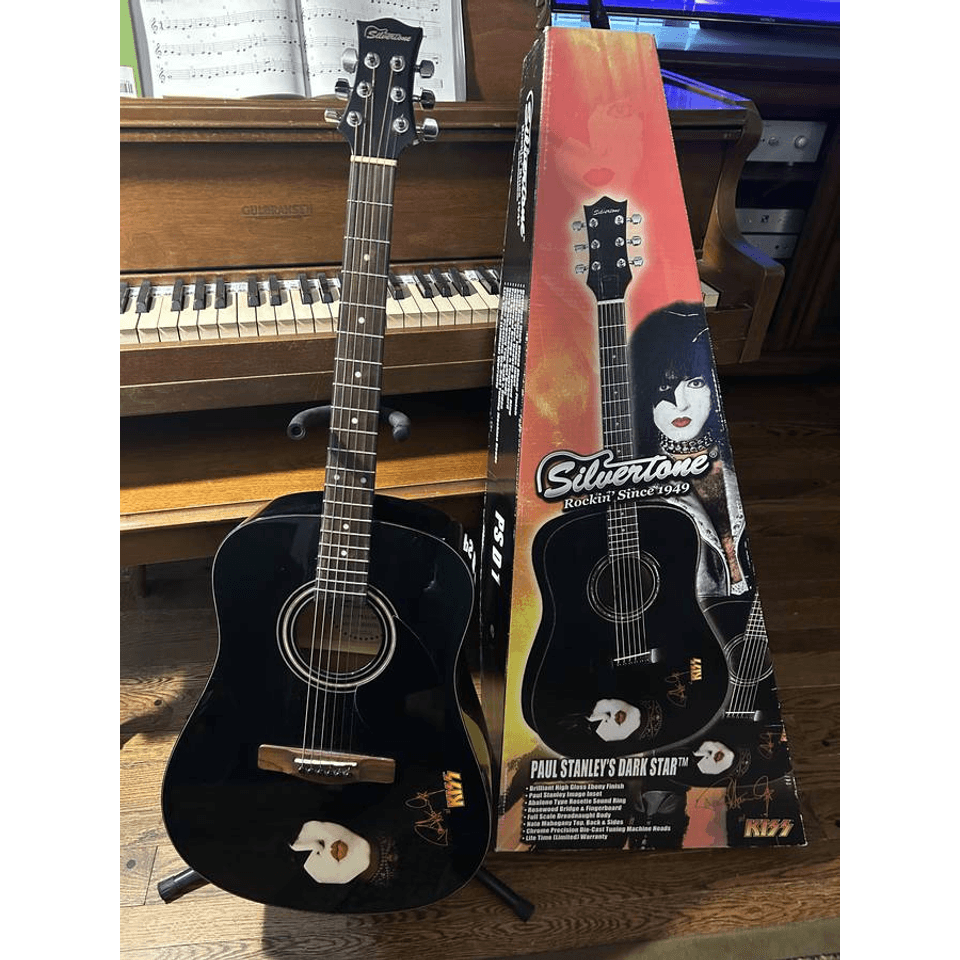 💋KISS Paul Stanley Silvertone Dark Star Acoustic Guitar (Trades?)
