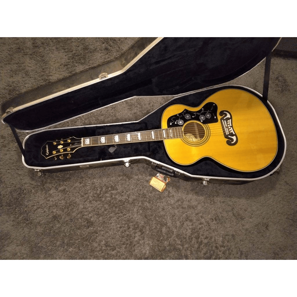 Rare 2004 EPIPHONE EJ-300 S NA Super Jumbo w/Deluxe locking hard case